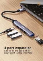 Ldnio DS-34C 4 in 1 USB C Hub Adapter - Grey - BB - Image 6