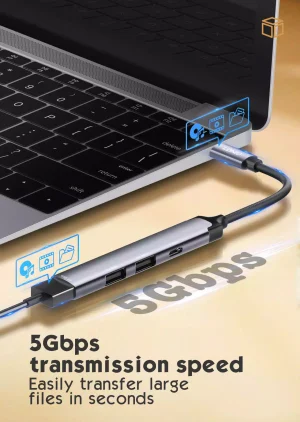 Ldnio DS-34C 4 in 1 USB C Hub Adapter - Grey - BB - Image 5