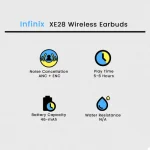 Infinix XE28 Wireless Earbuds - White - Image 2