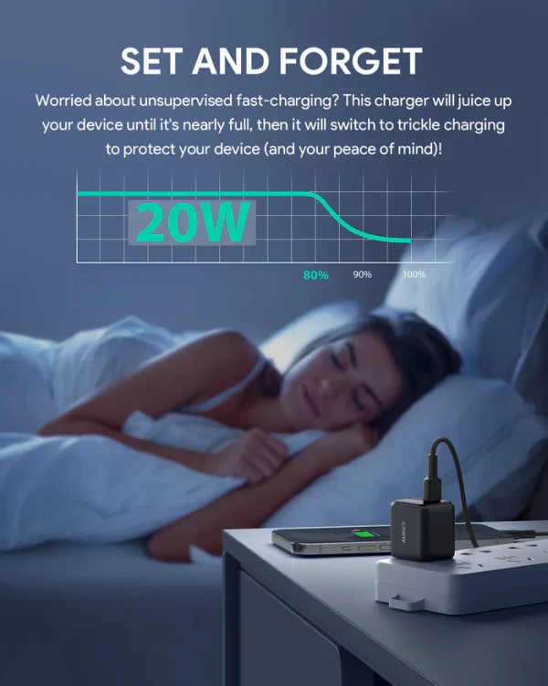 Aukey Mini 20W USB-C PD Charger PA-B1T  - Black - Image 2