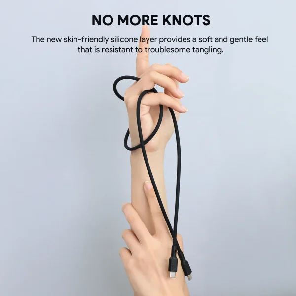 Aukey Circlet Blink 100W PD Soft Silicone Usb-C to Usb-C Cable 1.8m - CB-SCC102 - Black - Image 5