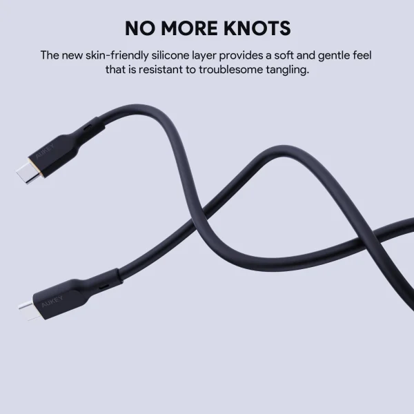 Aukey Circlet Blink 240W PD Soft Silicone Usb-C to Usb-C Cable 1.8m - CB-SCC242 - Black - Image 7