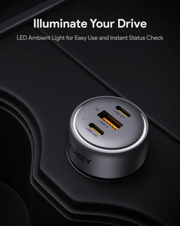 Aukey Pathfinder Mix 3 66W Fast Charging Car CC-P1 - Black - Image 3