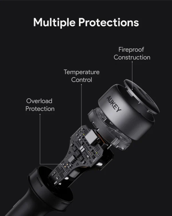 Aukey Pathfinder Mix 3 66W Fast Charging Car CC-P1 - Black - Image 2