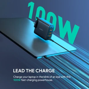 Aukey Omnia II Mis S Wall 100W GaN Charger With 4-Ports Us Pin (PA-B7S) - White - Image 6