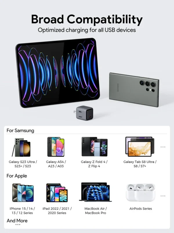 Aukey Comet 30W PD Wall Charger with GaN Technology US Pin (PA-C1) - Gray - Image 6