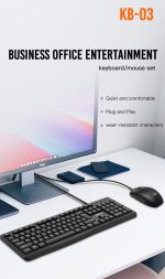 XO KB-03 Imitation Mechanical Wired Keyboard & Mouse - Black - GC - Image 5