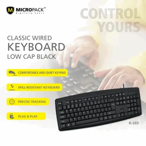 Micropack USB Wired Keyboard K-203 - Black - GC - Image 8