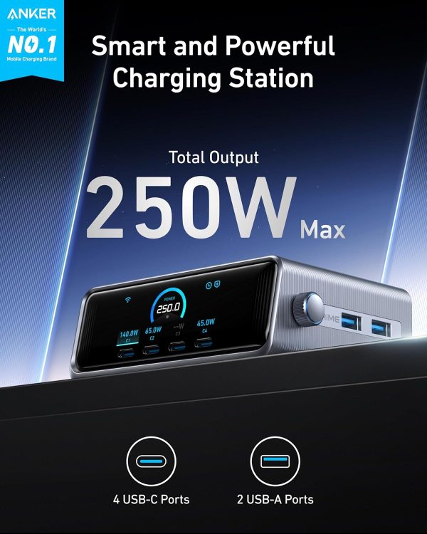 Anker Prime Charger 250w Smart Desktop Charging Station - Black - A2345341 - OP - Image 5