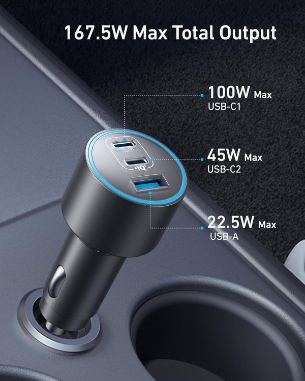 Anker Nano Car Charger 167.5w  3 Ports  - Black - B2737HA1 - OP - Image 6