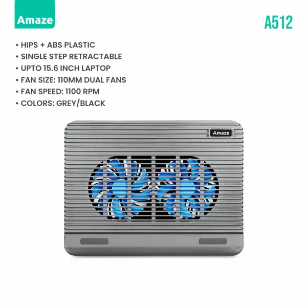 Amaze A512 Dual Silent Fan Laptop Cooling Pad Best Price in Pakistan