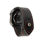 Waji's Apple Watch Strap - Pure Leather Strap 49 mm / 46 mm / 45 mm / 44 mm / 42 mm - Black Red - AMT-BRS-AWS-02