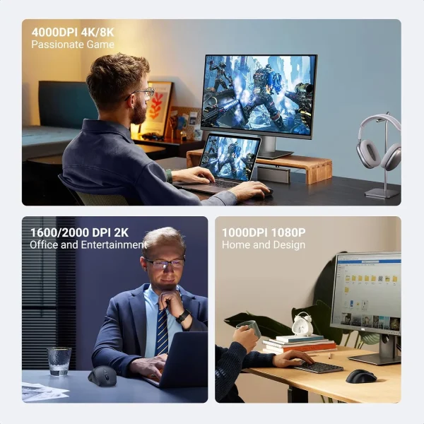 Ugreen Ergonomic Wireless Mouse Dual Mode 25440 - Black - BIS - Image 4