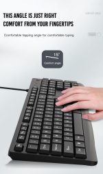 XO KB-03 Imitation Mechanical Wired Keyboard & Mouse - Black - GC - Image 4