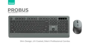 Amaze A745 Probus Palm Comfort Wireless Keyboard & Mouse Combo - Black - BIS - Image 2