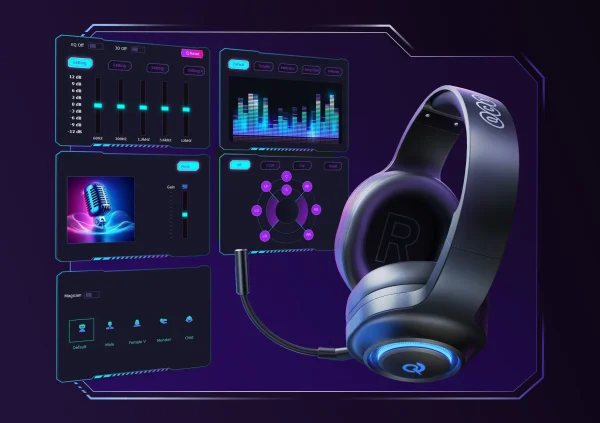 QCY Heroad V200 Wireless / Bluetooth Gaming Headset H4GM - Black - GC - Image 7