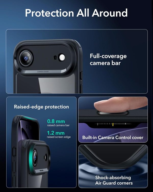 61QNadWDcML._AC_SL1500_ iPhone 17 Air ESR Classic Hybrid Case - Clear Black - Image 6