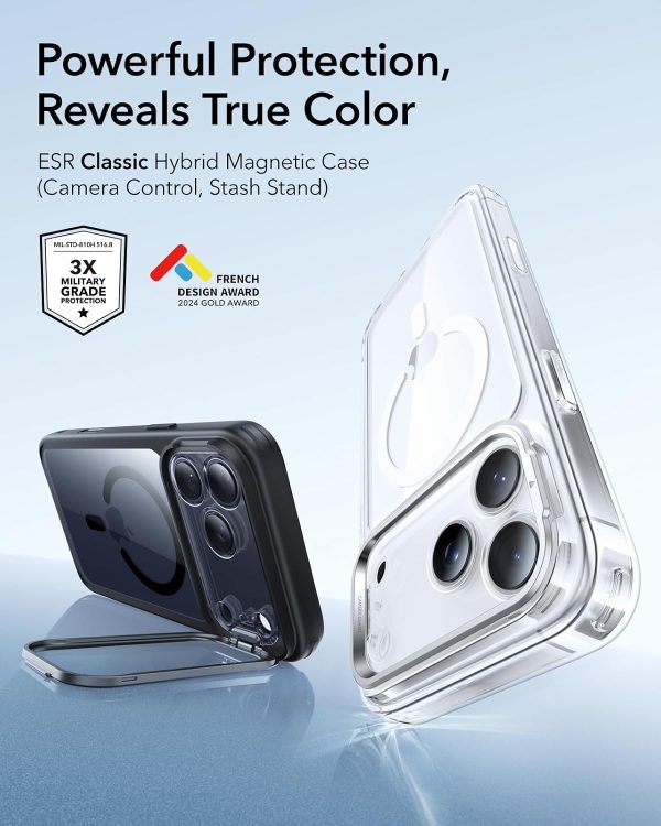 71BDVsmkB+L._AC_SL1500_ iPhone 17 Pro ESR Classic Hybrid With Stand Case - Clear Black - Image 4