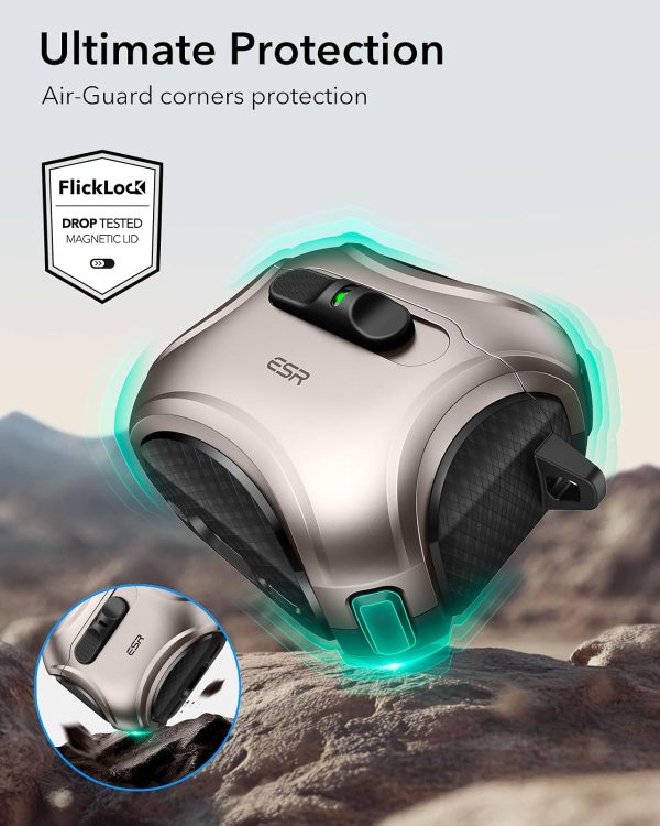 AirPods Pro 3 ESR Cyber FlickLock Magnetic Case - Titanium - Image 7