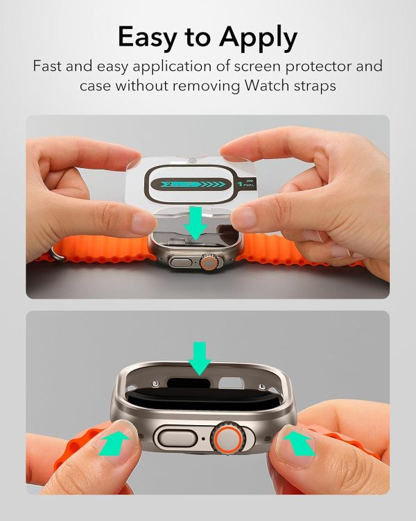 71gSL0Lo4UL._AC_SL1500_ Apple Watch Ultra 3 / Ultra 2 / Ultra ESR Case with Screen Protector 49mm - Titanium - Image 3