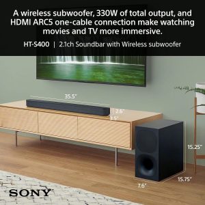Sony HT-S400 Soundbar with Powerful Wireless Subwoofer - Black - Image 8