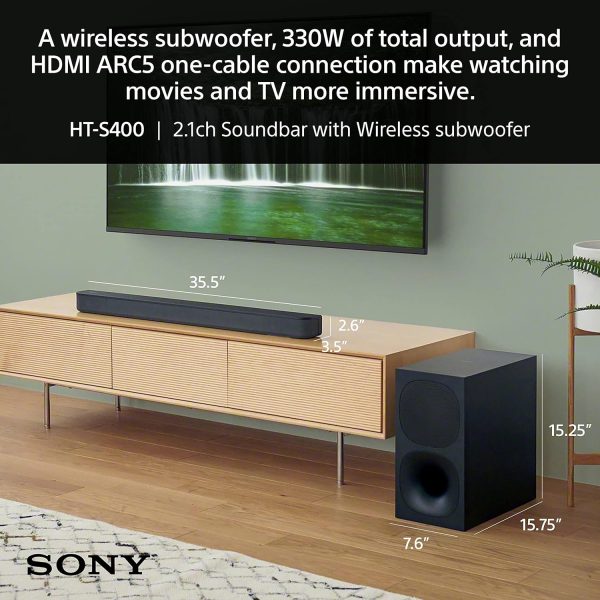 8152KaLHfIL._AC_SL1500_ Sony HT-S400 Soundbar with Powerful Wireless Subwoofer - Black - Image 8