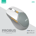 Amaze A725 Probus Triple Connection Rechargeable Wireless Mouse - White - BIS