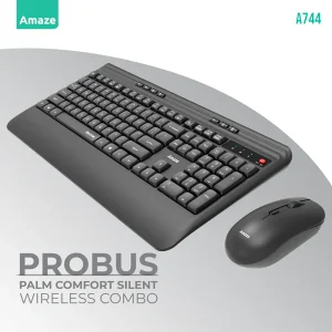Amaze A744 Probus Palm Comfort Silent Wireless Keyboard & Mouse Combo Best Price in Pakistan