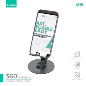 Amaze A560 360 Degree Metallic Deskop Mobile Holder - Gray - BIS - Image 2