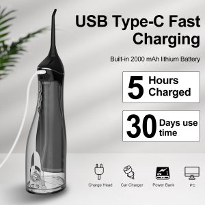 H2O Floss Water Dental Flosser C102 - Black - Image 4