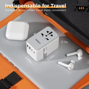 Tessan 85W Travel Adapter with Built in Retractable Cable - Black - Image 5