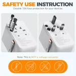 Tessan 85W Travel Adapter with Built in Retractable Cable - Black - Image 4