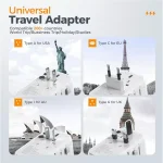 Tessan 85W Travel Adapter with Built in Retractable Cable - Black - Image 2