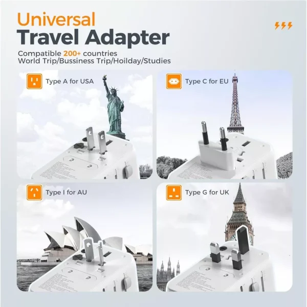 tessan-85W-main6 Tessan 85W Travel Adapter with Built in Retractable Cable - Black - Image 2