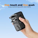 Tessan 85W Travel Adapter with Built in Retractable Cable - Black - Image 8