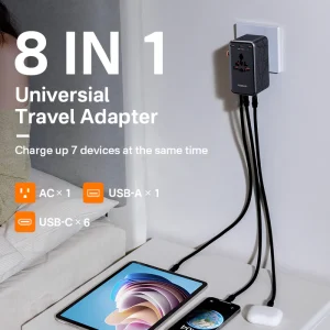 Tessan 205W Travel Adapter - TS-WTA13 - Black - Image 4