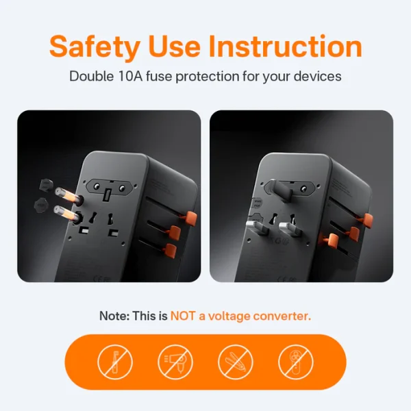 Tessan 205W Travel Adapter - WTA13 - Black - Image 3