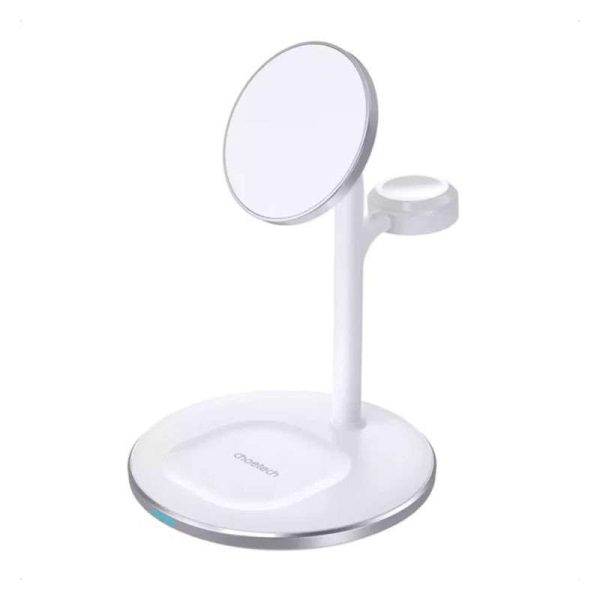 age-9020 Choetech 3 in 1 Magnetic MagSafe Wireless Charger Station - T585-F  - Silver - GC - Image 2