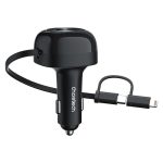 Choetech 75W Car Charger with Retractable 2 in 1 - TC0036 - Black