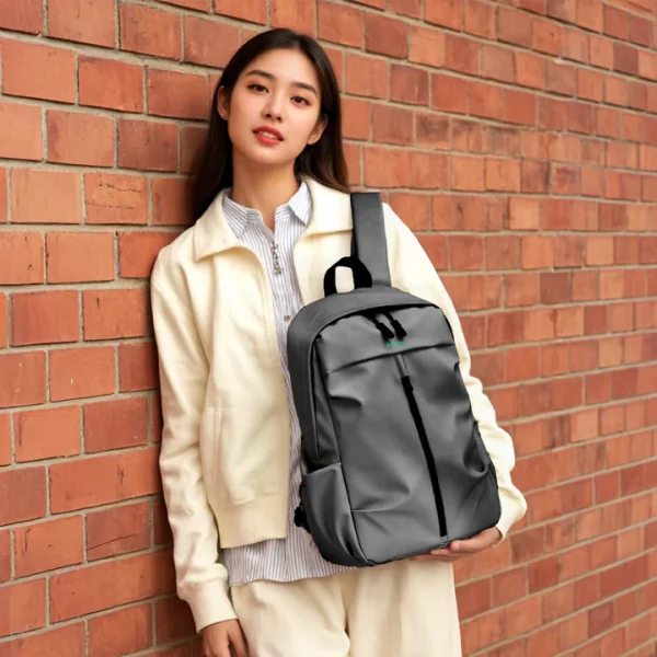 gray_7a14f458-5583-4260-b1da-acea2ef37f79 Amaze A940 Workie Synthetic Fiber Laptop Backpack - Grey - BIS - Image 3