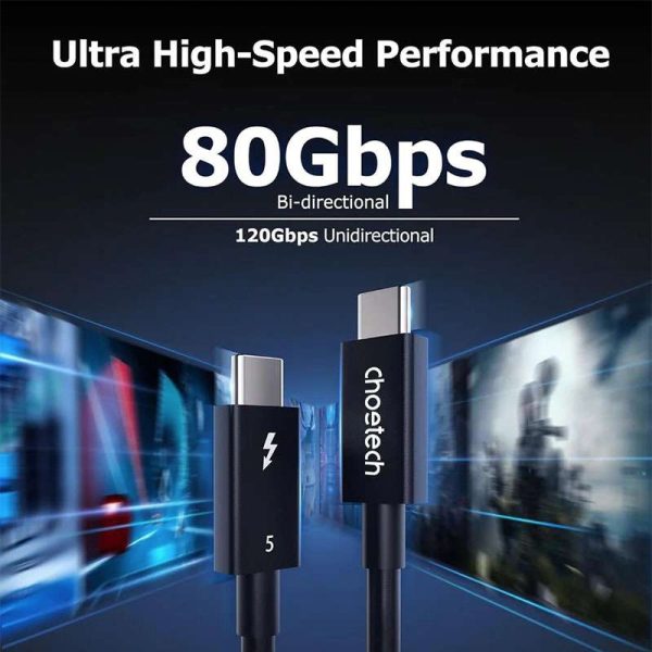 image-14057 Choetech 240W Thunderbolt 5 Type-C to Type-C High Speed 8K Cable - A3011 - Black - GC - Image 4