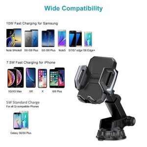 Choetech 15W Fast Wireless Car Charger - T521-F - Black - GC - Image 3