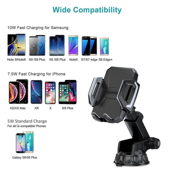 image-35929 Choetech 15W Fast Wireless Car Charger - T521-F - Black - Image 3
