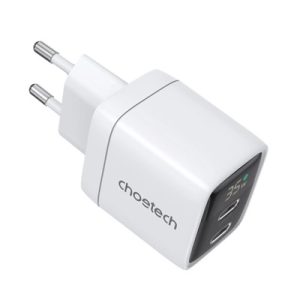 Choetech 35W Gan Wall Charger 2x USB-C PD with Display - PD6051 - White - GC - Image 5
