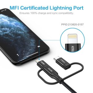 Choetech 3 In 1 Braided Cable 1.2M - IP0030 - Black - GC - Image 3