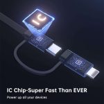 Choetech 75W Car Charger with Retractable 2 in 1 - TC0036 - Black - GC - Image 3