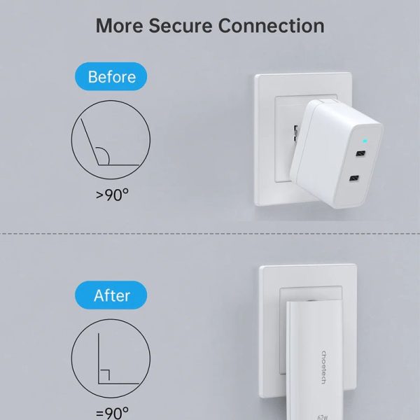mage-22758 Choetech 67W Dual-Port Portable GaN Adapter - PD6011 - EU Plug - White - GC - Image 5
