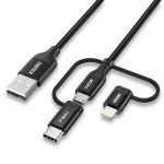 Choetech 3 In 1 Braided Cable - IP0030 - Black - GC