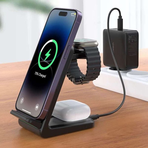 mage-23433 Choetech 15W 3 in 1 Wireless Charger Stand - Black - GC - Image 4
