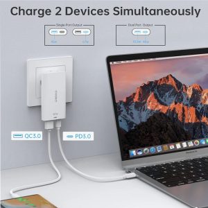 Choetech 67W Dual-Port Portable GaN Adapter - PD6011 - EU Plug - White - GC - Image 6
